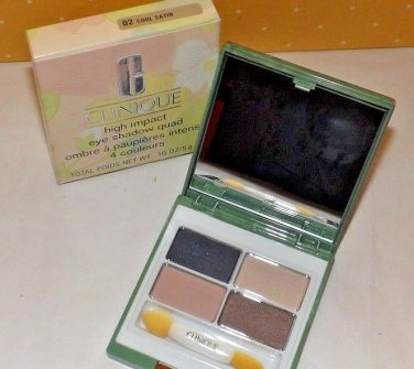 Clinique HIGH IMPACT Eye Shadow QUAD ~ 02 COOL SATIN ~ New in Box RARE