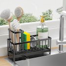 Cisily Black Sponge Holder for Kitchen Sink, Sink Caddy Organizer with High Brush Holder,