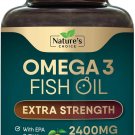 Triple Strength Omega 3 Fish Oil Supplement 2400 mg - EPA & DHA Fish Oil Omega 3-180 SOFTGELS