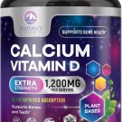 Calcium 1200mg with Vitamin D3 Supplement for Strong Bones & Muscle Support