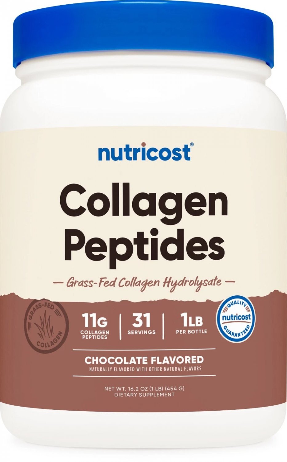 Nutricost Grass-Fed Collagen Powder 1LB (454 G) (Chocolate) - Collagen Peptides