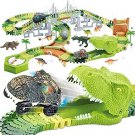 174 PCS Flexible Dinosaur Train Tracks and Race Cars Playset with 8