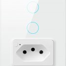 AVATTO Tuya WiFi/Zigbee Smart Light Switch with Socket,Brazil Stand 16A Touch Button