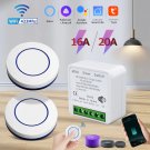 20A Tuya WiFi Smart Switch 16A RF 433Mhz Wireless Relay Receiver Mini Round Panel