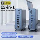 15 in 1 Hub Type-C Docking Station 4K@60Hz HDMI DisplayPort USB A RJ45 SD TF Audio 3.5mm