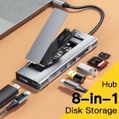 8-IN-1 USB HUB With Disk Storage Function PD100W USB C to HDMI-compatible