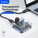 ORICO Transparent USB-C Hub, 4-Port Expansion with Power Supply, USB 3.2