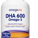 OmegaVia DHA 600 mg, Ultra Pure Omega-3 DHA Supplements for Brain and Eyes