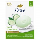 Dove Beauty Bar Soap Cool Moisture Cucumber & Green Tea Scent, 8 Bars for Refreshed Skin