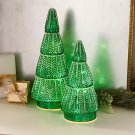 Home Reflections S/2 Illuminated 12-16" Mercury Glass Trees