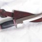 Hunting Knife 12" w/Leather Sheath-Blk PakkaWood Handle