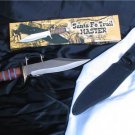 Stainless Steel Bowie Knife Stacked leather brass guard