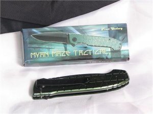 Myan Maze Tactical Green Folder-Stainless Steel Frame