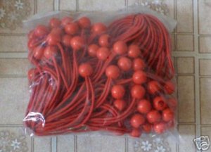 100pc BungeBalls -- 6" long  --red -- ptm brand