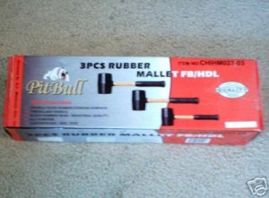 3 Pcs Rubber Mallet Fb/Hdl