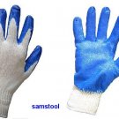 6 Pairs Blue Rubber Coated Gloves