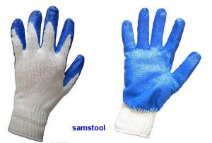 6 Pairs Blue Rubber Coated Gloves