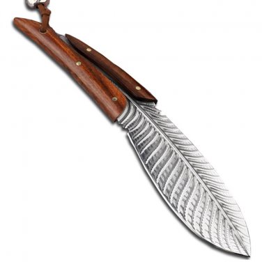 Hunting Knife Damascus Steel Feather Blade Multi functional Tool