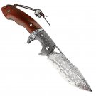 Hunting Knife VG10 Damascus Steel Folding Blade Leather Scabbard Collectible Knife Hunting Knife VG10 Damascus Steel Folding Blade Leather Scabbard Collectible Knife