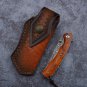 Folding Hunting Knife San Mai Blade Leather Scabbard