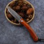 Folding Hunting Knife San Mai Blade Leather Scabbard