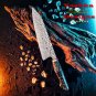 Japanese Damascus Kiritsuke Knife Chef Kitchen Sashimi Tool Gold Foil Design NEW