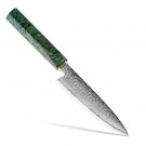 Chef Knife Petty Utility Kitchen Knives Damascus Rose Pattern Home Tool Green