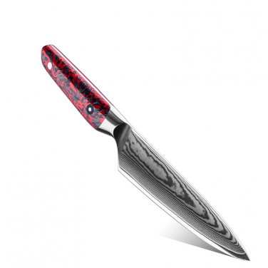 Petty Knife Damascus Steel Chef Kitchen Knives Utility Cutting Cooking Tools Red