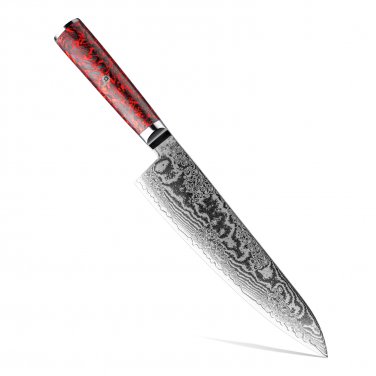 Gyuto Knife Powder Steel Chef Kitchen Cooking Cutting Tool Red Handle Design NEW