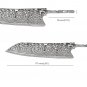 Damascus Steel Knife Santoku Blade Blank Home Hobby DIY Kitchen Knives