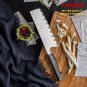 Japanese Damascus Nakiri Knife Chef Kitchen Vegetables Tool Gold Foil Design NEW