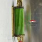 Vintage Brass Art Deco Wall Sconce with Green Glass Rods - Retro Modern Light