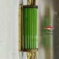 Vintage Brass Art Deco Wall Sconce with Green Glass Rods - Retro Modern Light