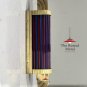 Art Deco Brass Wall Sconce with Red & Blue Glass Rods – Vintage Style Light