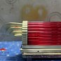 Vintage Art Deco Brass Wall Sconce with Red Glass Rods | Antique Style Fixture