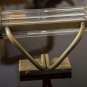 Vintage Mid Century Modern Brass Picture Light Glass Rod Shade Curved Arm Lamp