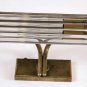 Vintage Mid Century Modern Brass Picture Light Glass Rod Shade Curved Arm Lamp