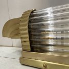 Art Deco Brass & Glass Rod Vintage Ship Light Nautical Wall Sconce Lamp
