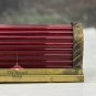Vintage Art Deco Brass Wall Sconce with Red Glass Rods – Retro Ribbed Light