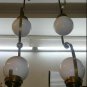 Pair of Antique Art Deco Brass Ceiling Lights - Vintage Fixtures with Milk Glass