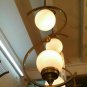 Pair of Antique Art Deco Brass Ceiling Lights - Vintage Fixtures with Milk Glass