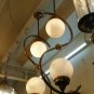 Pair of Antique Art Deco Brass Ceiling Lights - Vintage Fixtures with Milk Glass