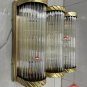 Art Deco Brass & Glass Rod Wall Sconce Set of 3 - Elegant Vintage Lighting Décor