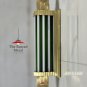 Art Deco Brass Wall Sconce Light Green & Milk Glass Rods Retro Vintage Lamp Pair
