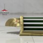 Art Deco Brass Wall Sconce Light Green & Milk Glass Rods Retro Vintage Lamp Pair