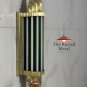 Art Deco Brass Wall Sconce Light Green & Milk Glass Rods Retro Vintage Lamp Pair