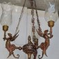 Coastal Tropical Antique Brass Victorian Mermaid Ceiling Light with Cut Glass
