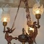 Coastal Tropical Antique Brass Victorian Mermaid Ceiling Light with Cut Glass