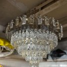 Art Deco Steel & Crystal Ceiling Chandelier – Elegant Flush Mount Light Fixture