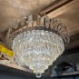 Art Deco Steel & Crystal Ceiling Chandelier &acirc;�� Elegant Flush Mount Light Fixture
